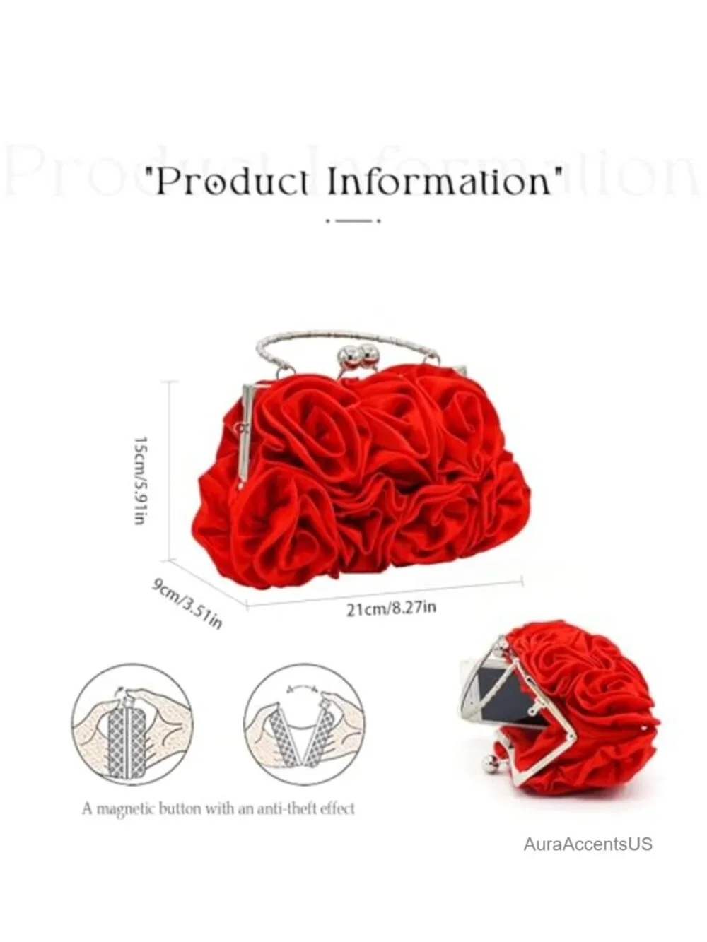 Evening Clutch Bag Satin Small Purse with Detachable Strap for Wedding Party